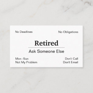 Carte De Visite Drôle De Retraite D'Entreprise