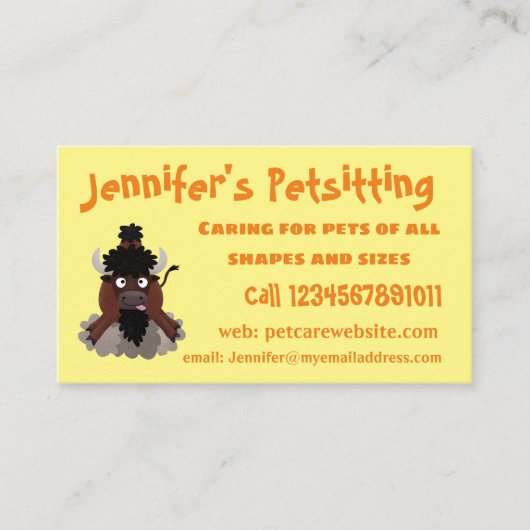 Carte De Visite Drôle dessin animé de bison de buffle (Devant)