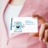 Carte De Visite Drôle Dos Cartoon tenant Brosse à dents