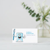 Carte De Visite Drôle Dos Cartoon tenant Brosse à dents (Debout devant)