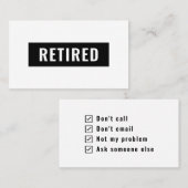 Carte De Visite Drôle Gag Retraite Plaisanter Retraité Demander À  (Devant / Derrière)