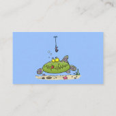 Carte De Visite Drôle gras affamé poisson vert dessin de pêche (Dos)