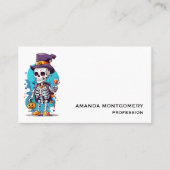 Carte De Visite Drôle Halloween Squelette portant Top Hat (Devant)