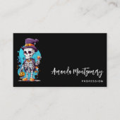 Carte De Visite Drôle Halloween Squelette portant Top Hat (Devant)