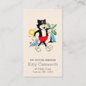 Carte De Visite Drôle Happy Retro Tropical Cartoon Chat (Devant)