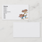 Carte De Visite drôle hillbilly rouge cou avec dessin animé de coc (Devant / Derrière)