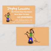 Carte De Visite Drôle lézard chantant avec bande dessinée de micro (Devant / Derrière)