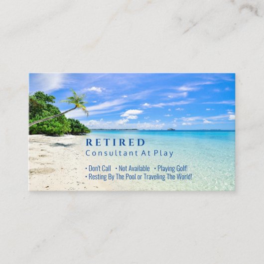 Carte De Visite Drôle Retraité, Plage/Palms do-it-yourself Occupat (Devant)