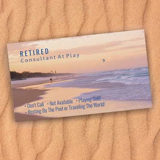 Carte De Visite Drôle Retraité, Plage Sunset, Sac Profession