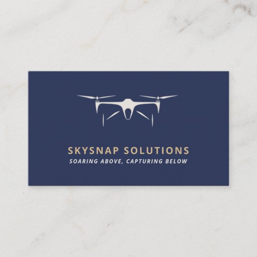 Carte De Visite Drone Business UAV Pilot Modern Navy Blue (Devant)