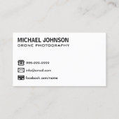 Carte De Visite Drone noir | Caméra drone | Photographie de drone (Dos)