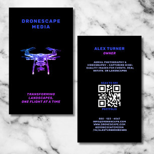 Carte De Visite Drone Pilot UAV Photographie QR Code Futuristique