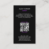 Carte De Visite Drone Pilot UAV Photographie QR Code moderne noir (Dos)