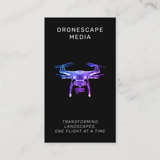 Carte De Visite Drone Pilot UAV Photographie QR Code moderne noir (Devant)