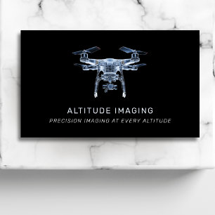 Carte De Visite Drone Pilot UAV Photographie QR Code moderne noir