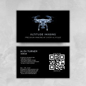 Carte De Visite Drone Pilot UAV Photographie QR Code moderne noir