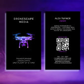 Carte De Visite Drone Pilot UAV Photographie QR Code moderne noir
