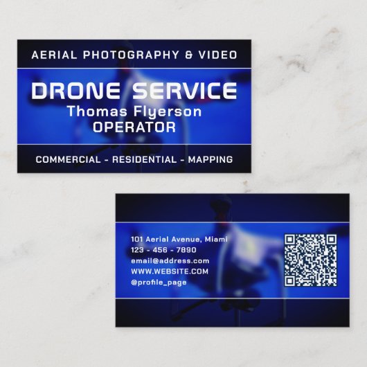 Carte De Visite Drone professionnel moderne (Devant / Derrière)