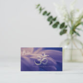 Carte De Visite Drop d'eau sur Lotus avec OM Symbole YOGA Instruct (Debout devant)