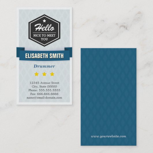 Carte De Visite Drummer - Creative Retro stylish (Devant / Derrière)