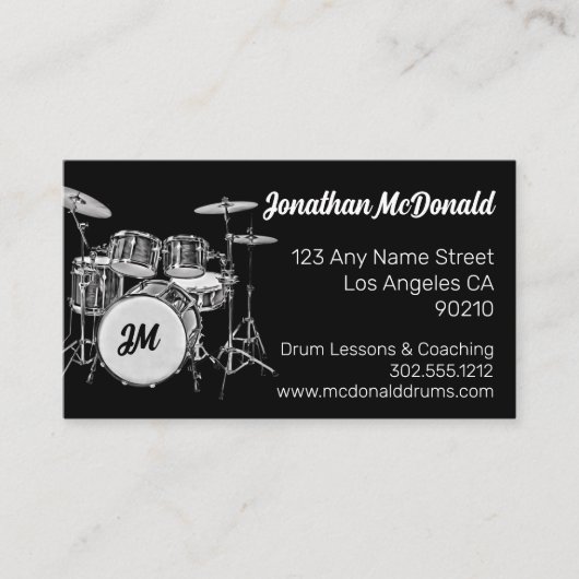 Carte De Visite Drummer Musician Drum Kit Music Teacher Drummer (Devant)