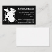 Carte De Visite Drummer Musician Drum Kit Music Teacher Drumming B (Devant / Derrière)