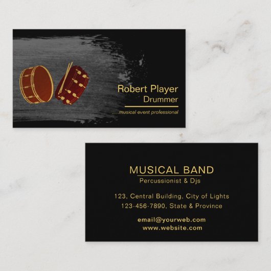 Carte De Visite Drummer Percussionist Musical Événement Drums Djs (Devant / Derrière)