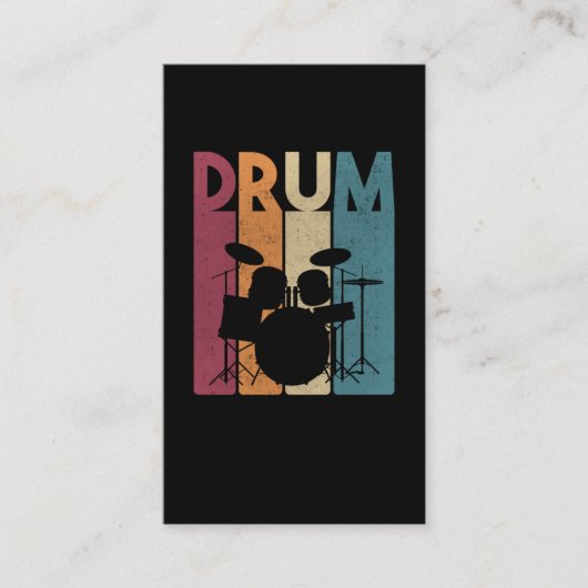 Carte De Visite Drummer Vintage Rock Music Retro (Devant)