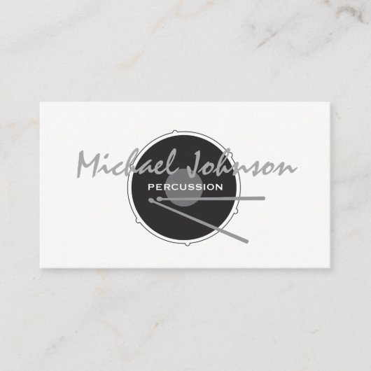 Carte De Visite Drums Drummer Percussion minima Black Music Cool (Devant)