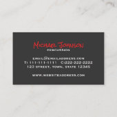 Carte De Visite Drums Drummer Percussion minima Black Music Cool (Dos)