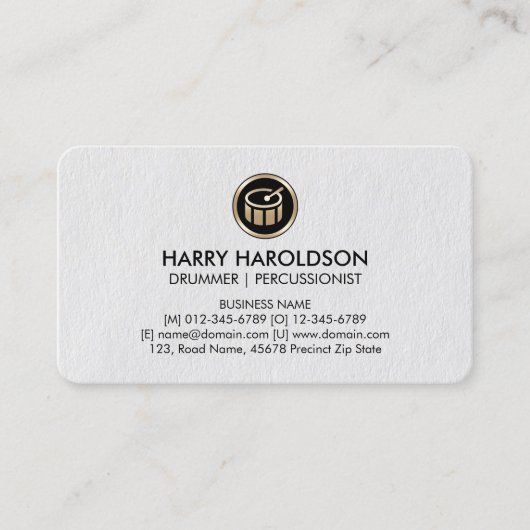Carte De Visite Drums Drummer Percussionist Premium BusinessCard (Devant)