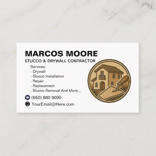Carte De Visite Drywall and Stucco Business Card Template Plaster (Devant)