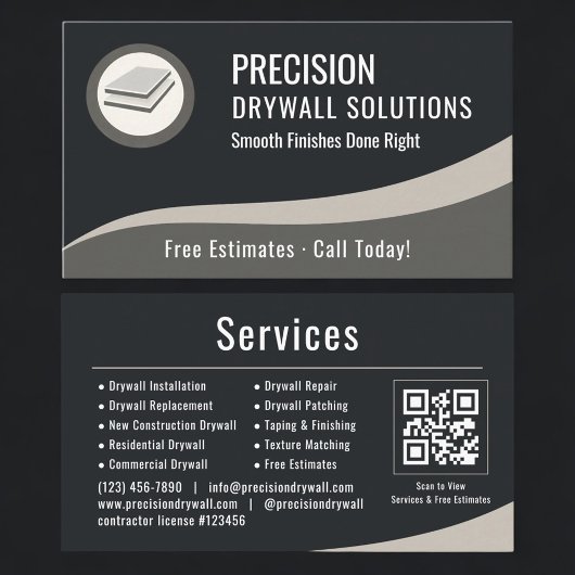 Carte De Visite Drywall QR Code Professional