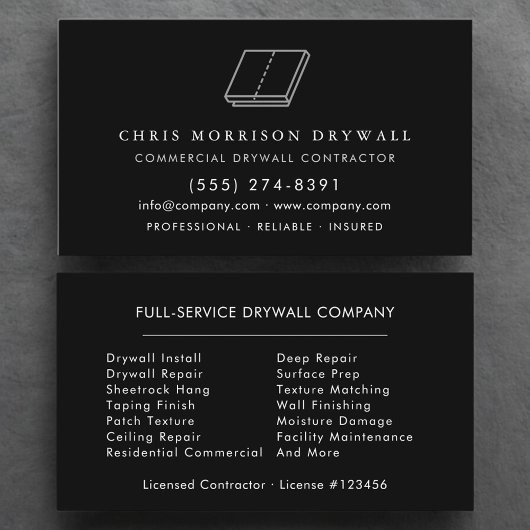 Carte De Visite Drywall Sheetrock Finishing Company