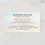Carte De Visite Drywall Specialist Plastering Services (Dos)