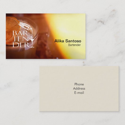 Carte de visite du barman (Devant / Derrière)