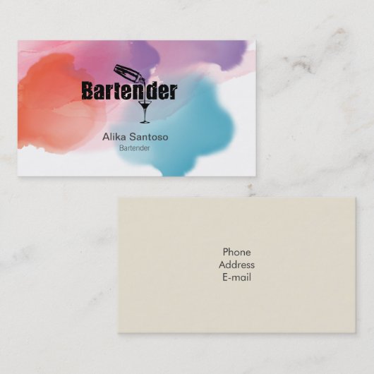 Carte de visite du barman (Devant / Derrière)