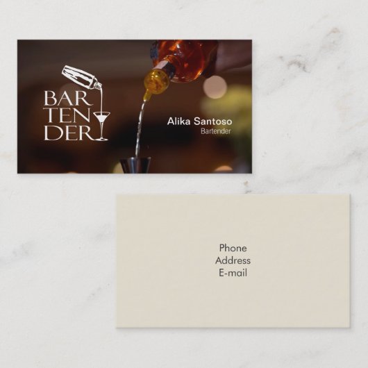 Carte de visite du barman (Devant / Derrière)