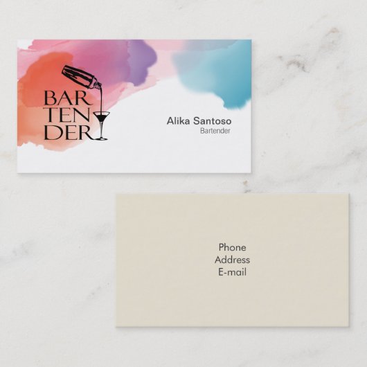 Carte de visite du barman (Devant / Derrière)