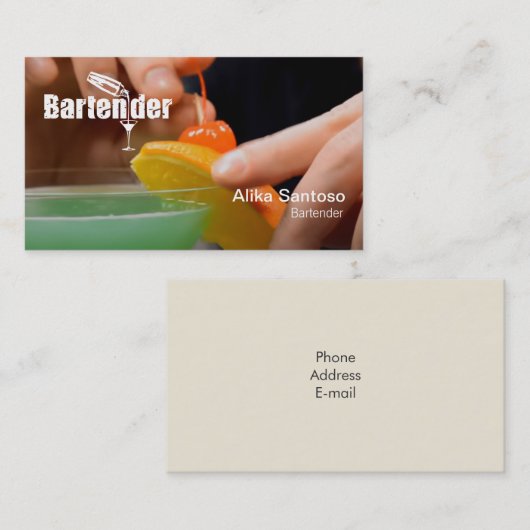 Carte de visite du barman (Devant / Derrière)