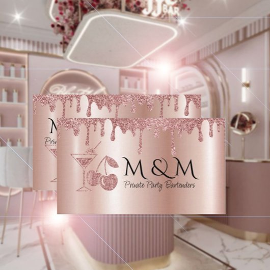 Carte de visite du barman du parti privé rose bril