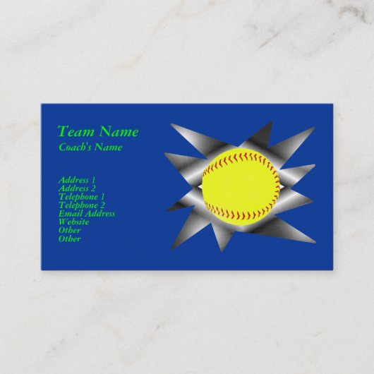 Carte de visite du base-ball de Fastpitch (Devant)