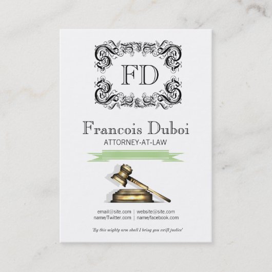 Carte de visite du cabinet d'avocats Gavel (Devant)