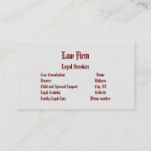 Carte de visite du cabinet d'avocats professionnel (Dos)
