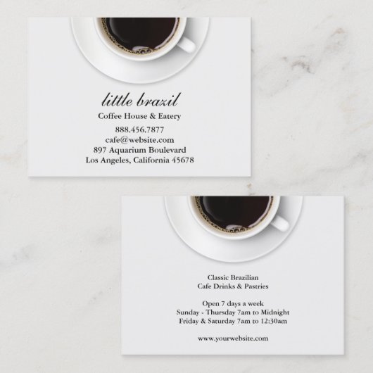 Carte de visite du café Chubby (Devant / Derrière)