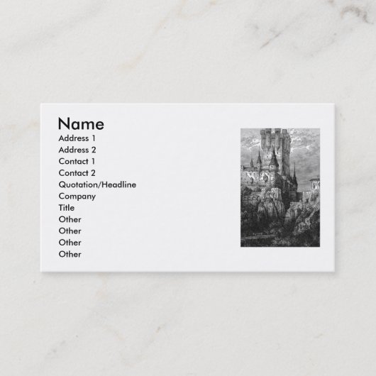 Carte de visite du château médiéval (Devant)