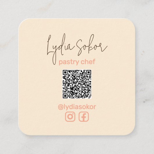 Carte de visite du chef pâtissier de code QR perso (Dos)