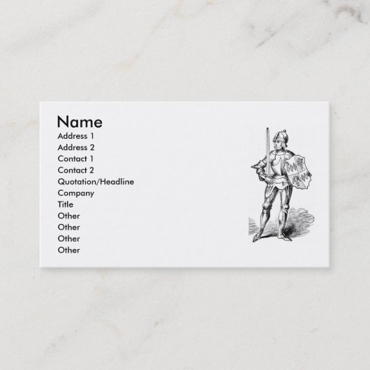 Carte de visite du Chevalier médiéval (Devant)