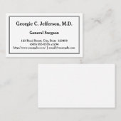 Carte de visite du chirurgien général retenu (Devant / Derrière)