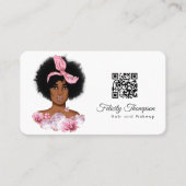 Carte de visite du code QR de Coiffeur afro-améric (Devant)
